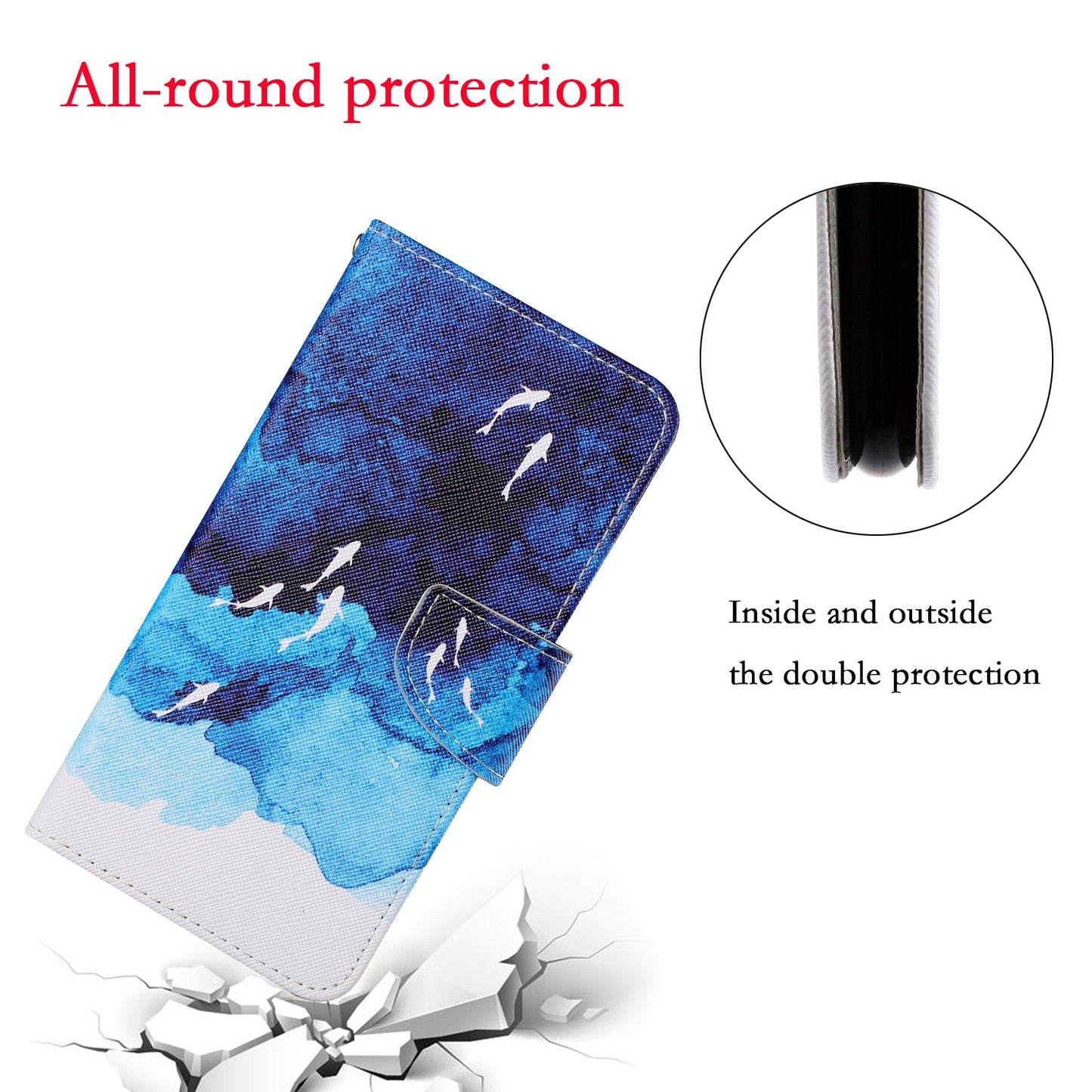 Cross Texture Pattern Printing PU Leather Wallet Stand Phone Case for iPhone 13 Pro 6.1 inch