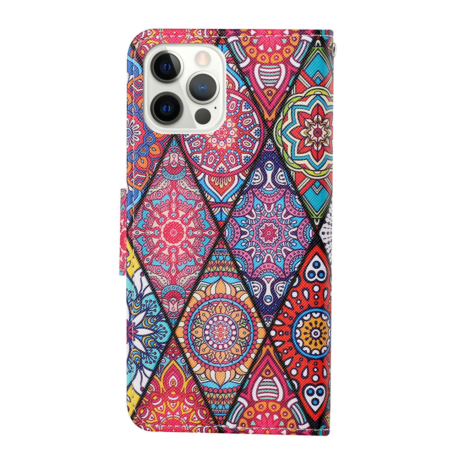 Cross Texture Pattern Printing PU Leather Wallet Stand Phone Case for iPhone 13 Pro 6.1 inch