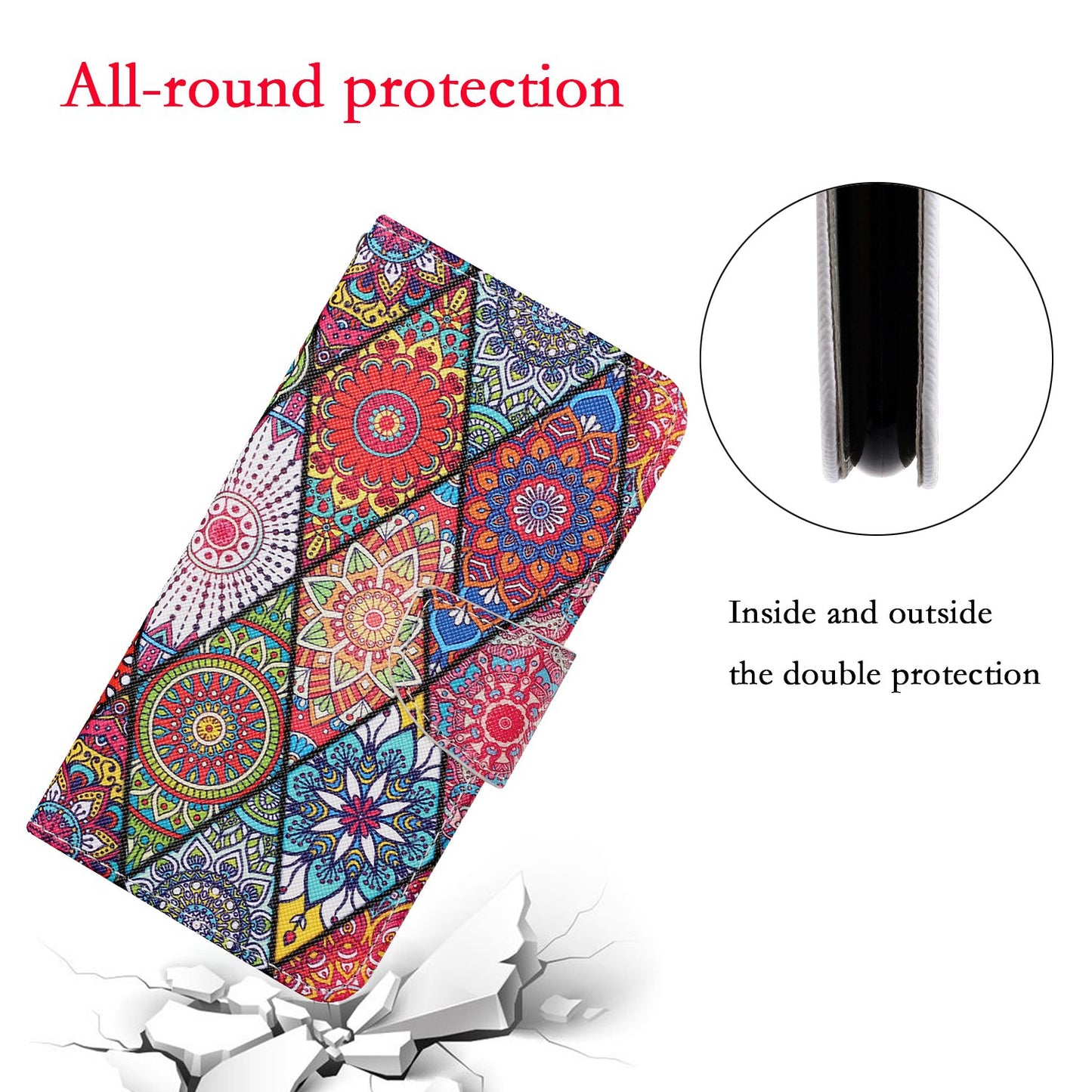 Cross Texture Pattern Printing PU Leather Wallet Stand Phone Case for iPhone 13 Pro 6.1 inch