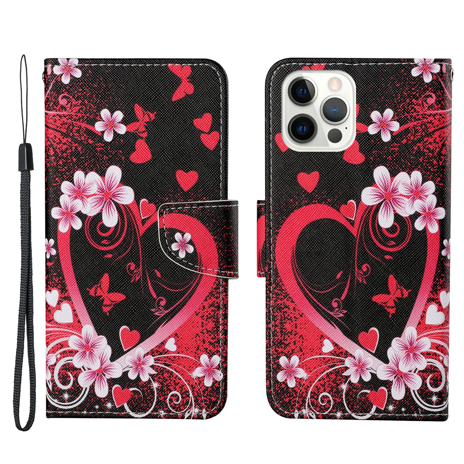 Cross Texture Pattern Printing PU Leather Wallet Stand Phone Case for iPhone 13 Pro 6.1 inch