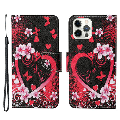 Cross Texture Pattern Printing PU Leather Wallet Stand Phone Case for iPhone 13 Pro 6.1 inch