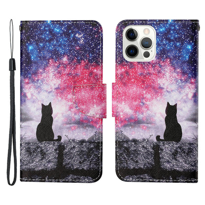 Cross Texture Pattern Printing PU Leather Wallet Stand Phone Case for iPhone 13 Pro 6.1 inch