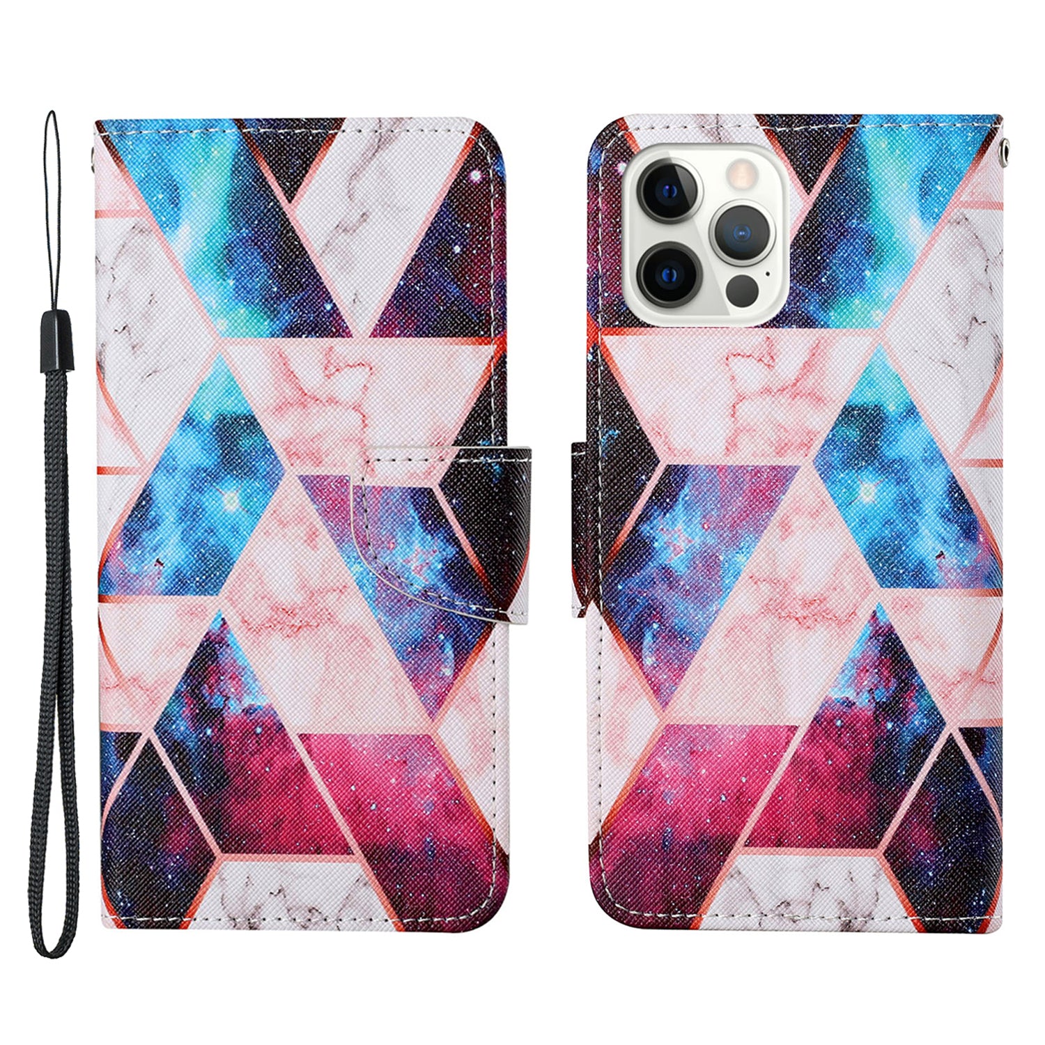 Cross Texture Pattern Printing PU Leather Wallet Stand Phone Case for iPhone 13 Pro 6.1 inch