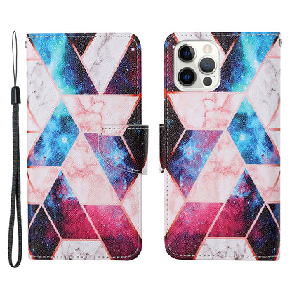 Cross Texture Pattern Printing PU Leather Wallet Stand Phone Case for iPhone 13 Pro 6.1 inch