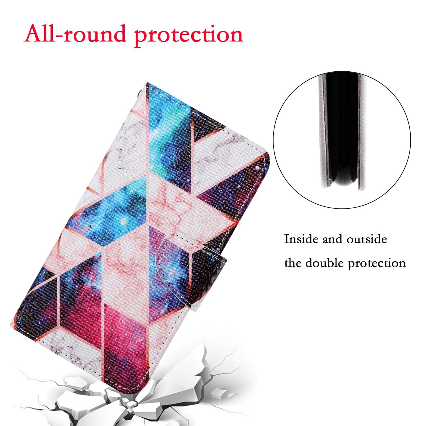 Cross Texture Pattern Printing PU Leather Wallet Stand Phone Case for iPhone 13 Pro 6.1 inch