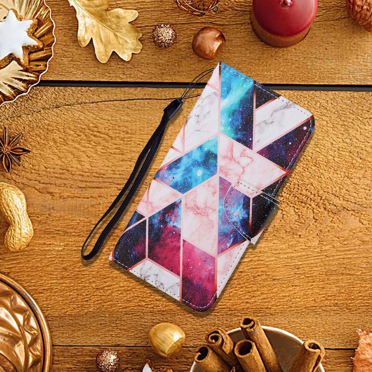 Cross Texture Pattern Printing PU Leather Wallet Stand Phone Case for iPhone 13 Pro 6.1 inch