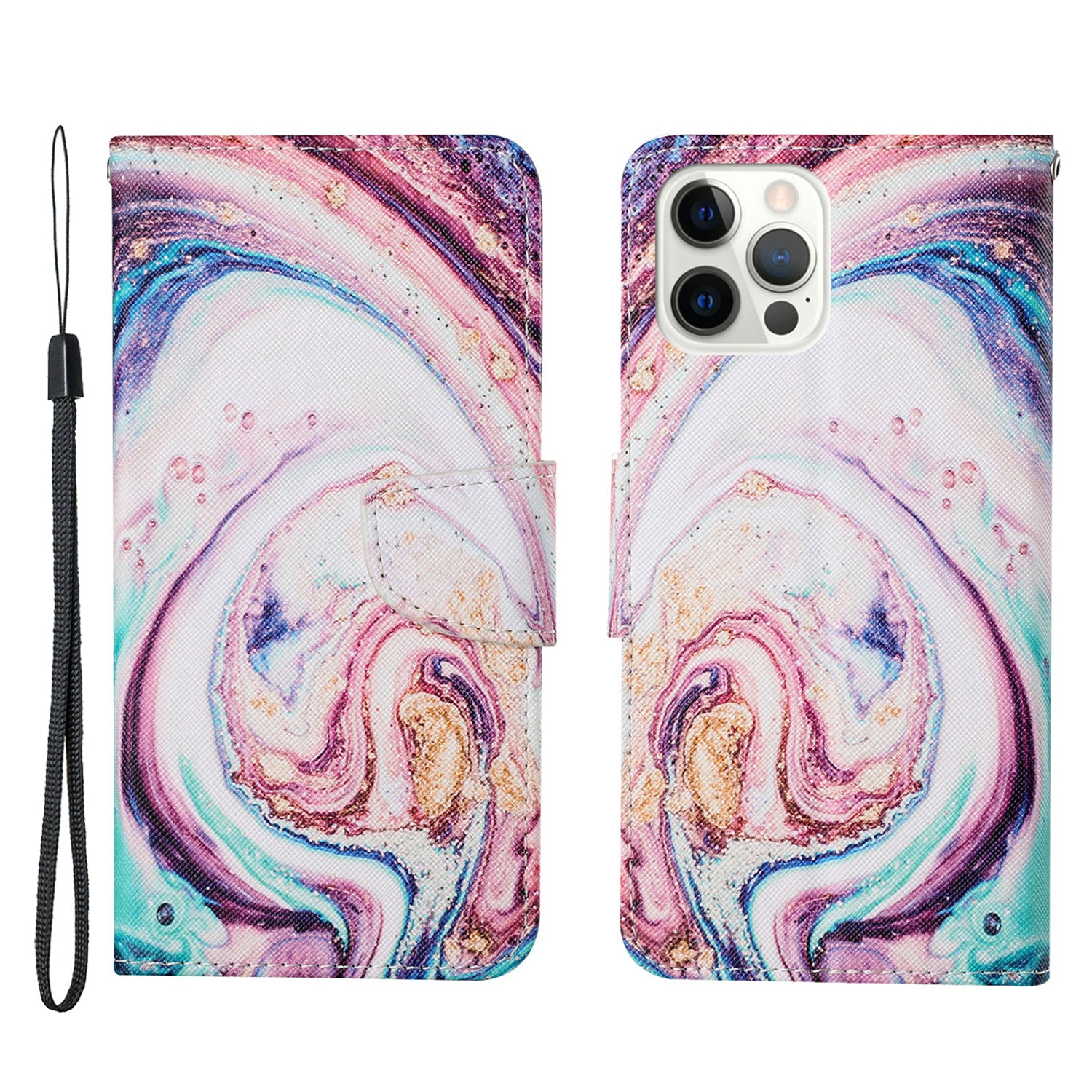 Cross Texture Pattern Printing PU Leather Wallet Stand Phone Case for iPhone 13 Pro 6.1 inch