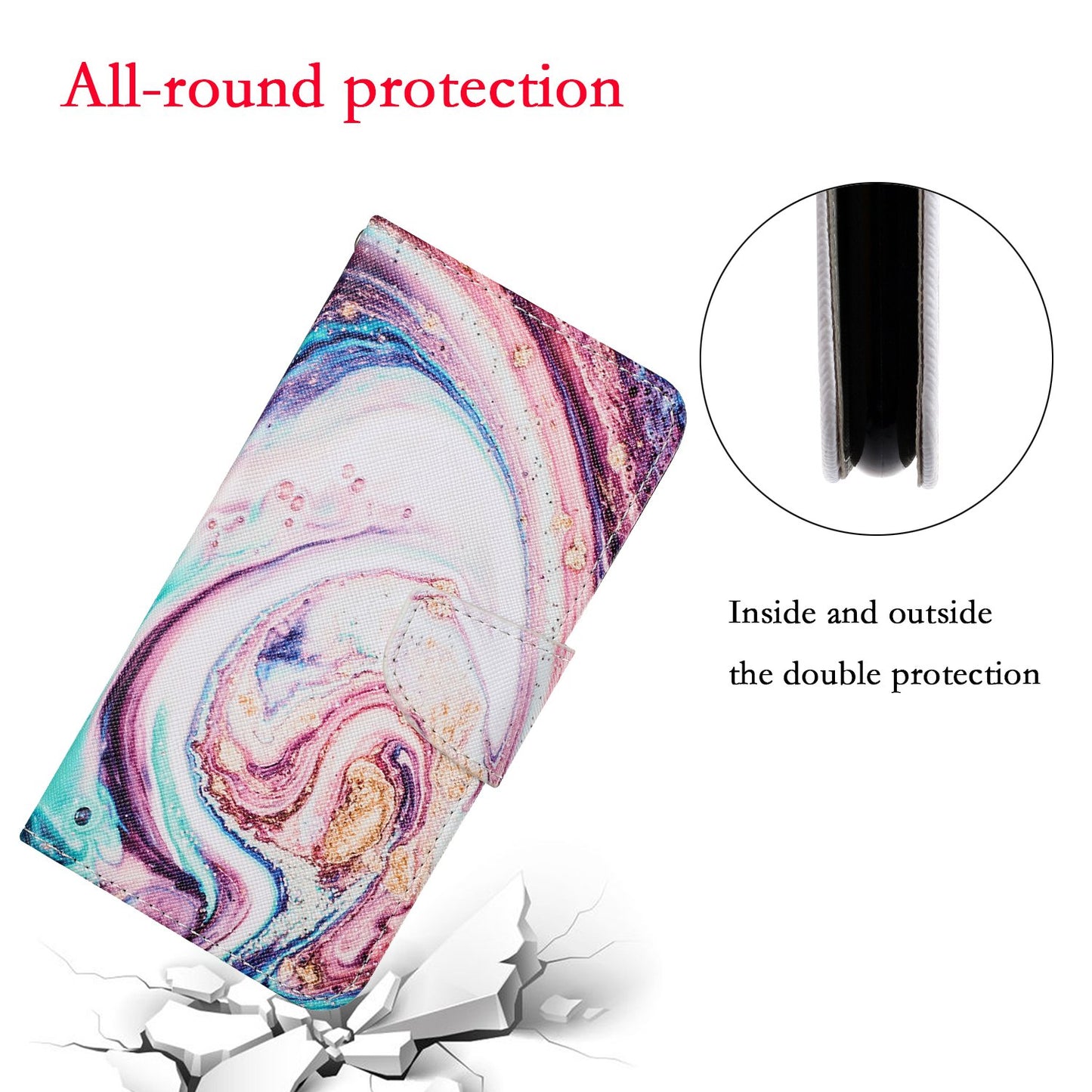 Cross Texture Pattern Printing PU Leather Wallet Stand Phone Case for iPhone 13 Pro 6.1 inch