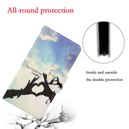Cross Texture Pattern Printing PU Leather Wallet Stand Phone Case for iPhone 13 Pro 6.1 inch