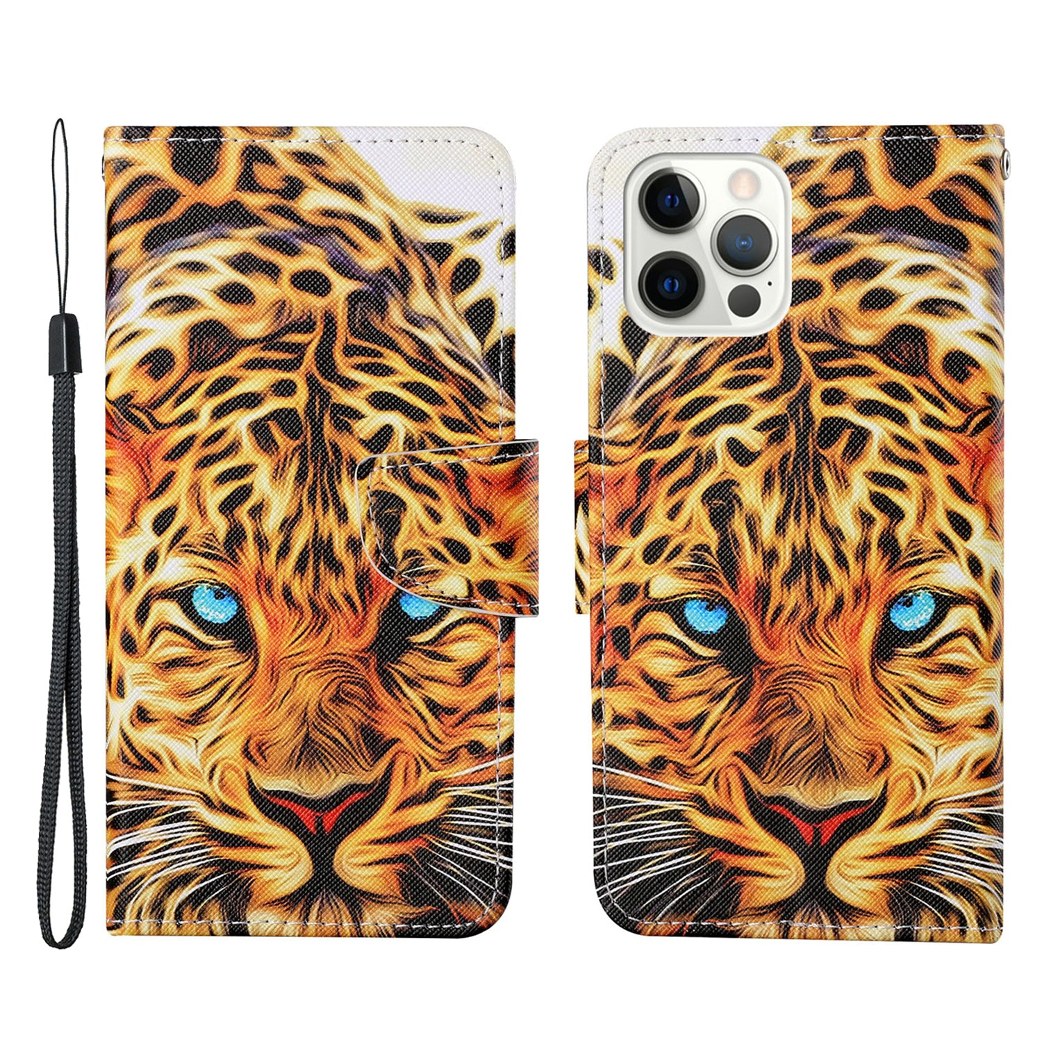 Cross Texture Pattern Printing PU Leather Wallet Stand Phone Case for iPhone 13 Pro 6.1 inch