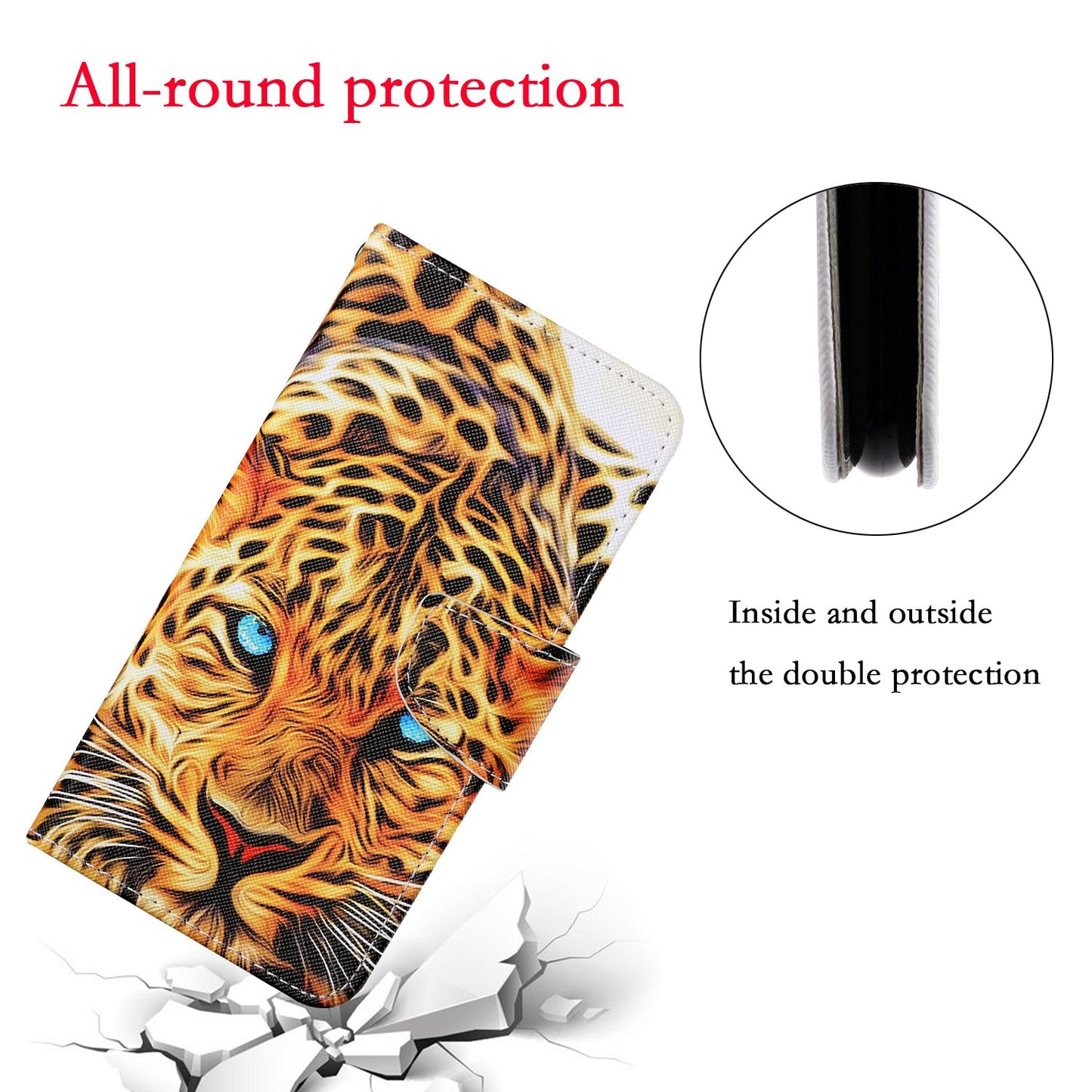 Cross Texture Pattern Printing PU Leather Wallet Stand Phone Case for iPhone 13 Pro 6.1 inch