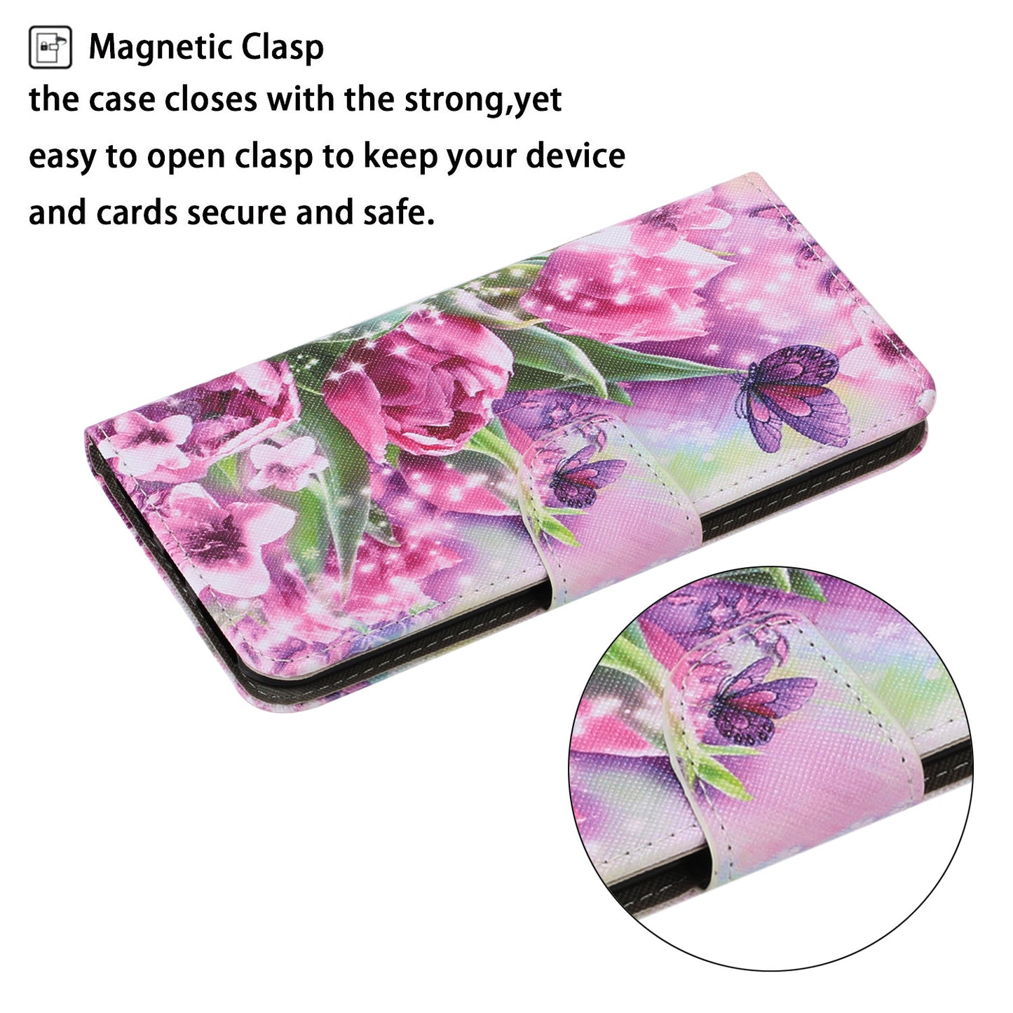 Multi Pattern Magnetic Clasp Wrist Strap Leather Phone Cell Case with Stand for Apple iPhone 13 Pro 6.1 inch