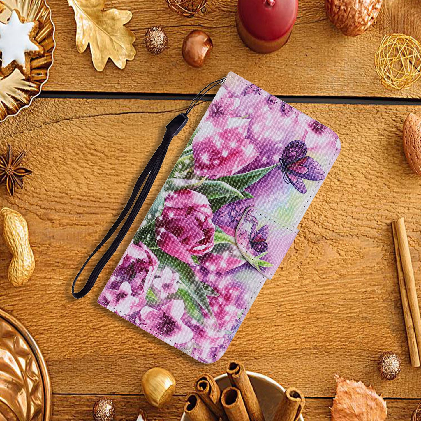 Multi Pattern Magnetic Clasp Wrist Strap Leather Phone Cell Case with Stand for Apple iPhone 13 Pro 6.1 inch