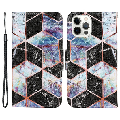 Multi Pattern Magnetic Clasp Wrist Strap Leather Phone Cell Case with Stand for Apple iPhone 13 Pro 6.1 inch
