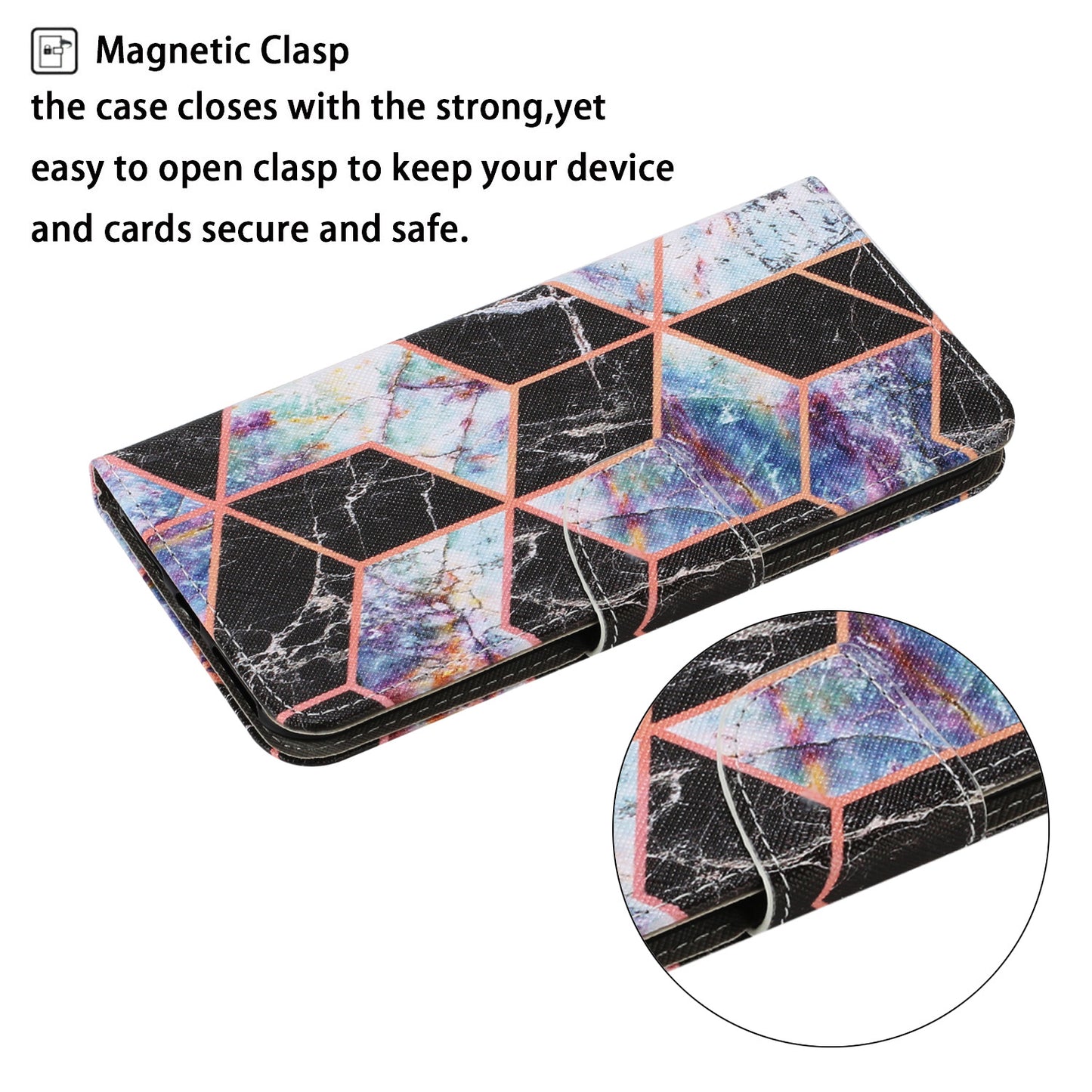 Multi Pattern Magnetic Clasp Wrist Strap Leather Phone Cell Case with Stand for Apple iPhone 13 Pro 6.1 inch