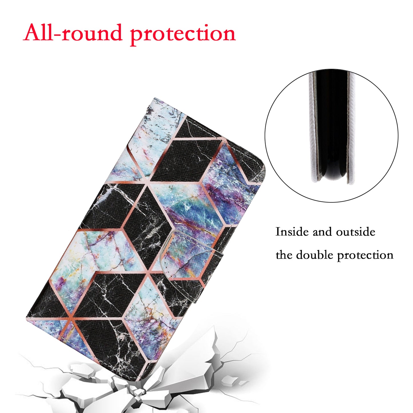 Multi Pattern Magnetic Clasp Wrist Strap Leather Phone Cell Case with Stand for Apple iPhone 13 Pro 6.1 inch