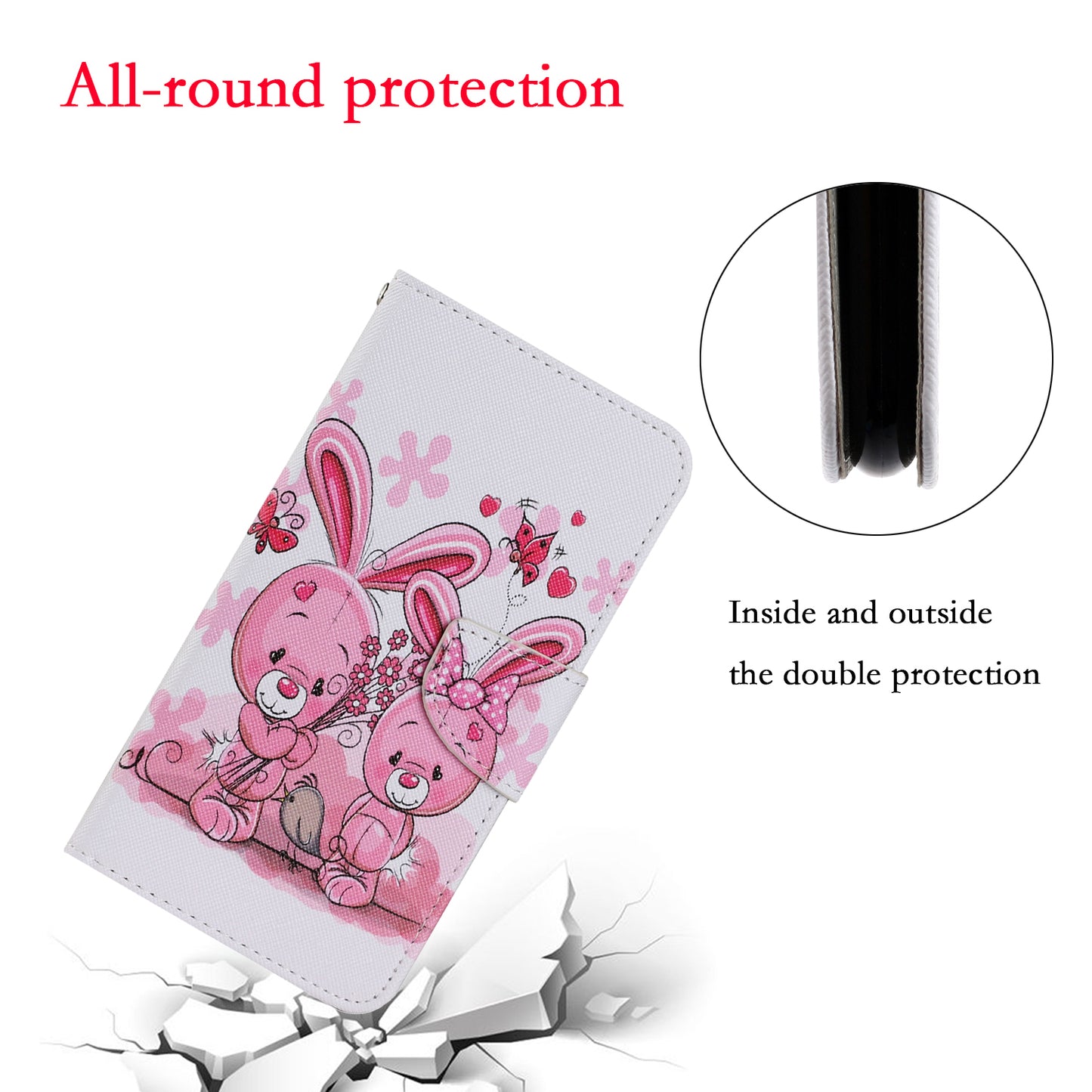 Multi Pattern Magnetic Clasp Wrist Strap Leather Phone Cell Case with Stand for Apple iPhone 13 Pro 6.1 inch