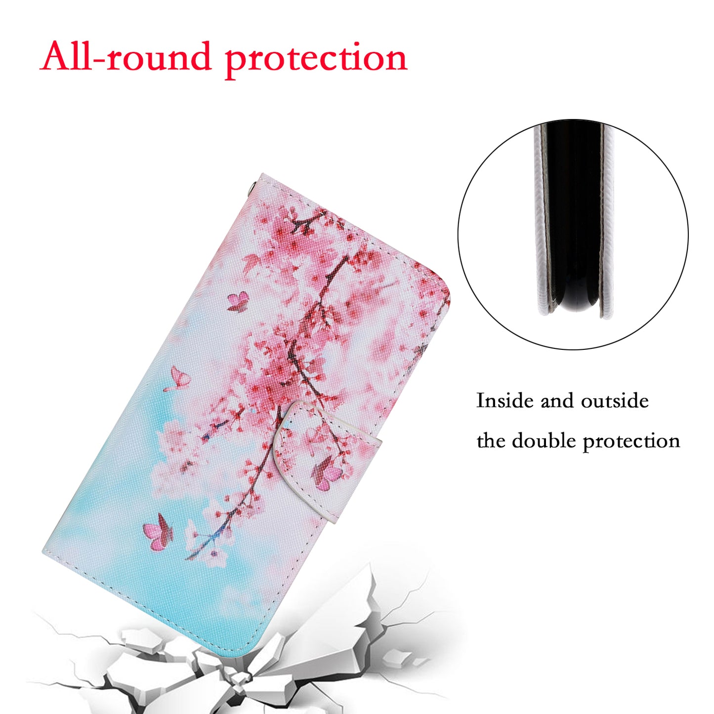 Multi Pattern Magnetic Clasp Wrist Strap Leather Phone Cell Case with Stand for Apple iPhone 13 Pro 6.1 inch