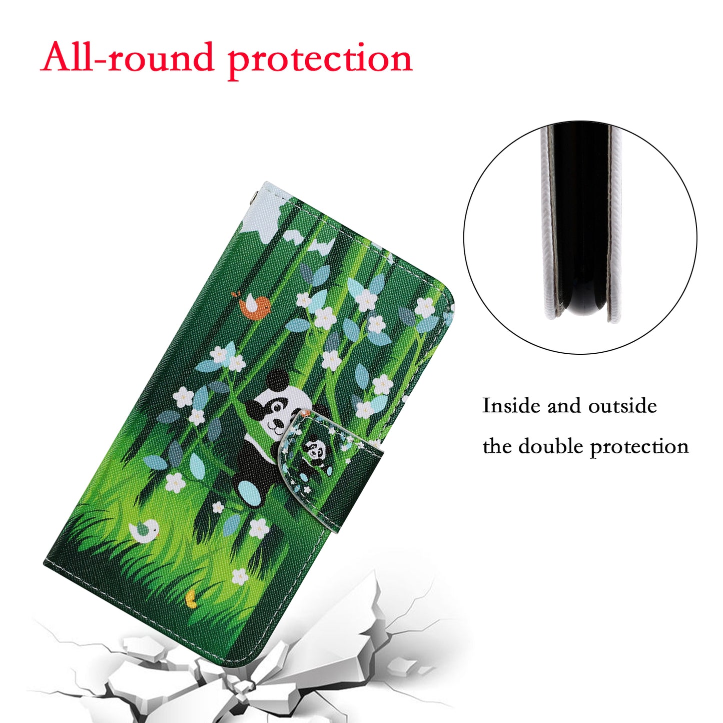 Multi Pattern Magnetic Clasp Wrist Strap Leather Phone Cell Case with Stand for Apple iPhone 13 Pro 6.1 inch