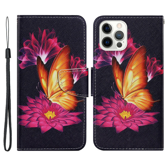 Multi Pattern Magnetic Clasp Wrist Strap Leather Phone Cell Case with Stand for Apple iPhone 13 Pro 6.1 inch