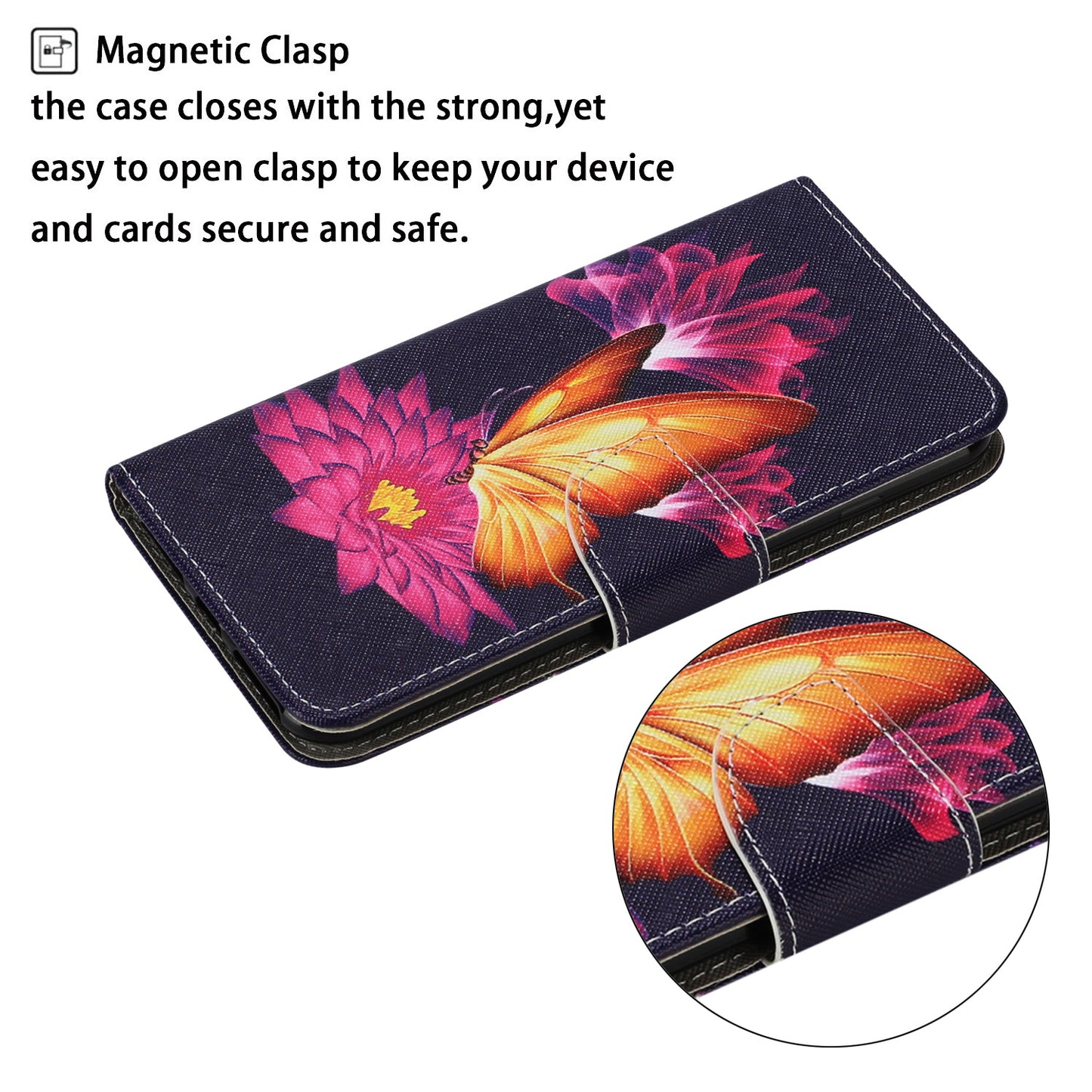 Multi Pattern Magnetic Clasp Wrist Strap Leather Phone Cell Case with Stand for Apple iPhone 13 Pro 6.1 inch