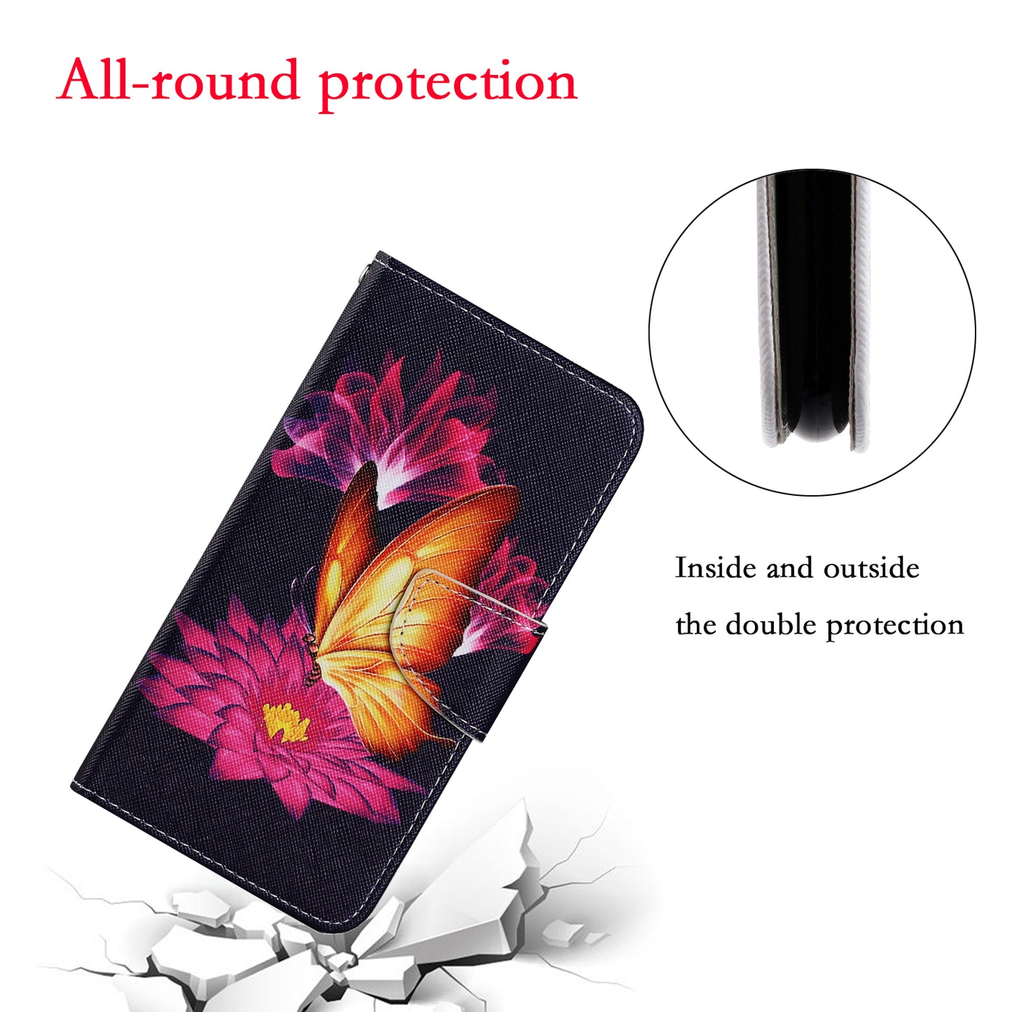 Multi Pattern Magnetic Clasp Wrist Strap Leather Phone Cell Case with Stand for Apple iPhone 13 Pro 6.1 inch