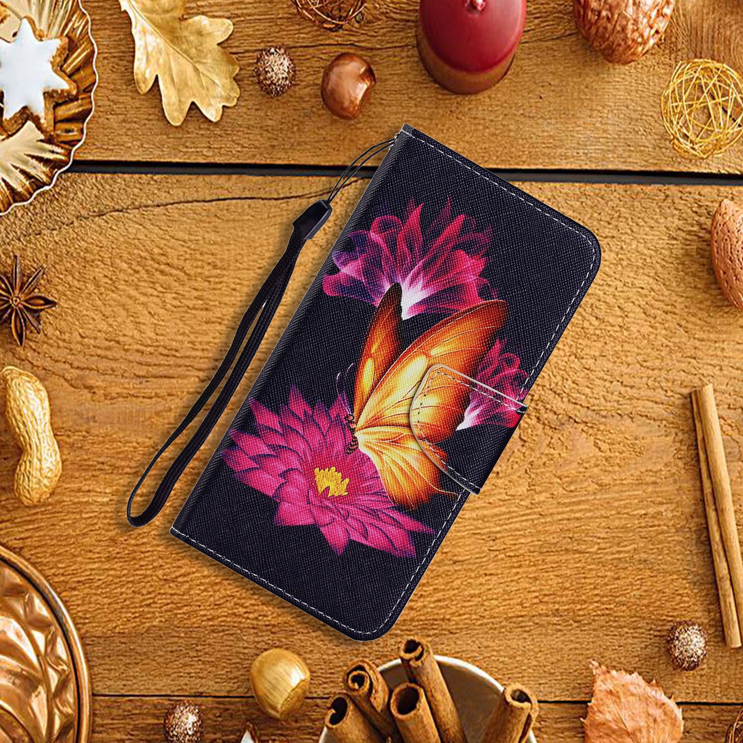 Multi Pattern Magnetic Clasp Wrist Strap Leather Phone Cell Case with Stand for Apple iPhone 13 Pro 6.1 inch