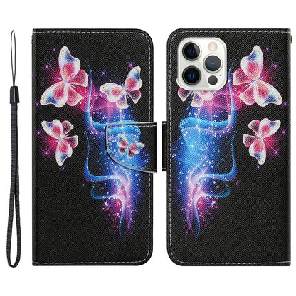 Multi Pattern Magnetic Clasp Wrist Strap Leather Phone Cell Case with Stand for Apple iPhone 13 Pro 6.1 inch