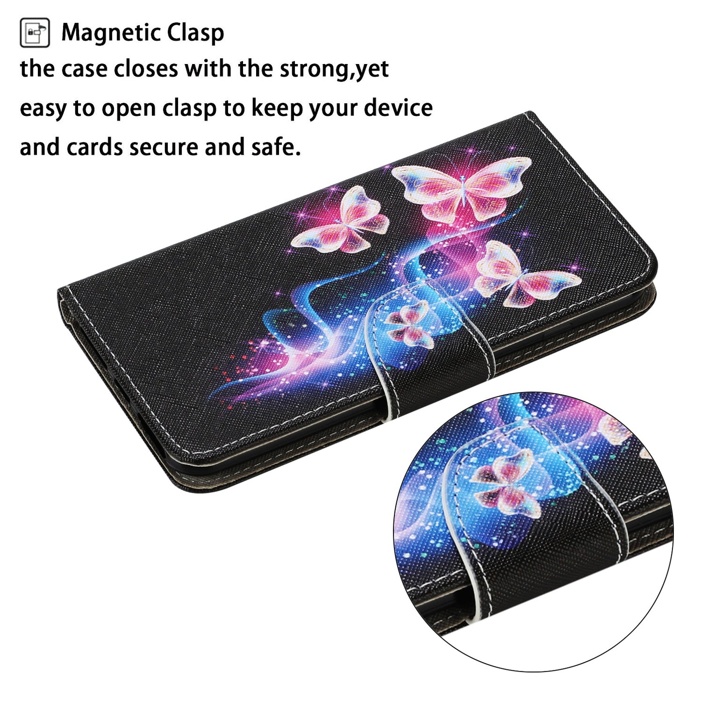 Multi Pattern Magnetic Clasp Wrist Strap Leather Phone Cell Case with Stand for Apple iPhone 13 Pro 6.1 inch