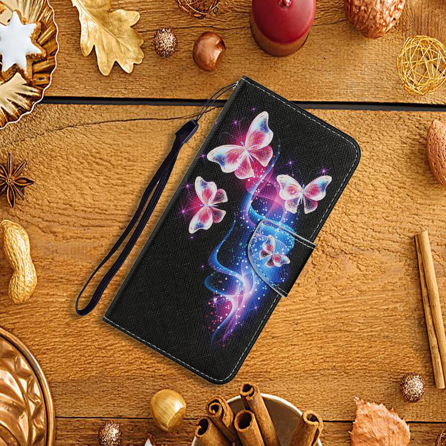 Multi Pattern Magnetic Clasp Wrist Strap Leather Phone Cell Case with Stand for Apple iPhone 13 Pro 6.1 inch