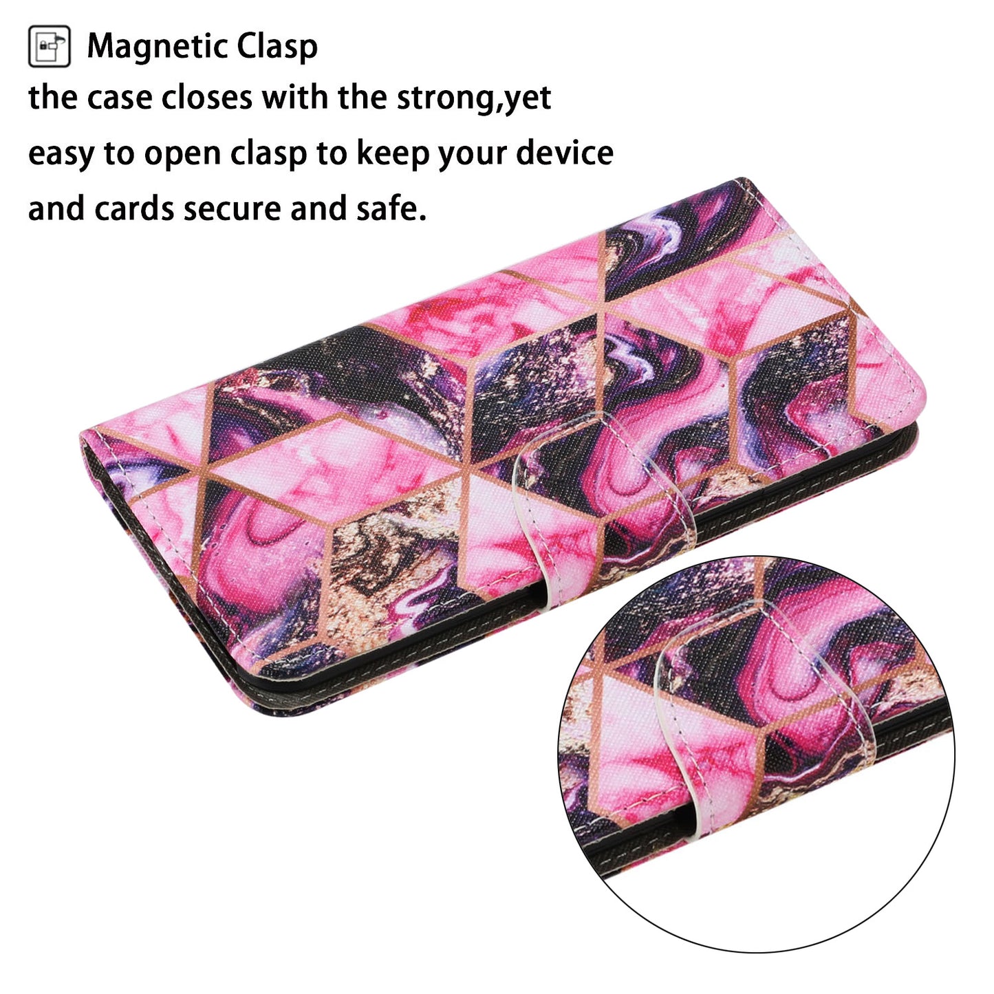 Multi Pattern Magnetic Clasp Wrist Strap Leather Phone Cell Case with Stand for Apple iPhone 13 Pro 6.1 inch