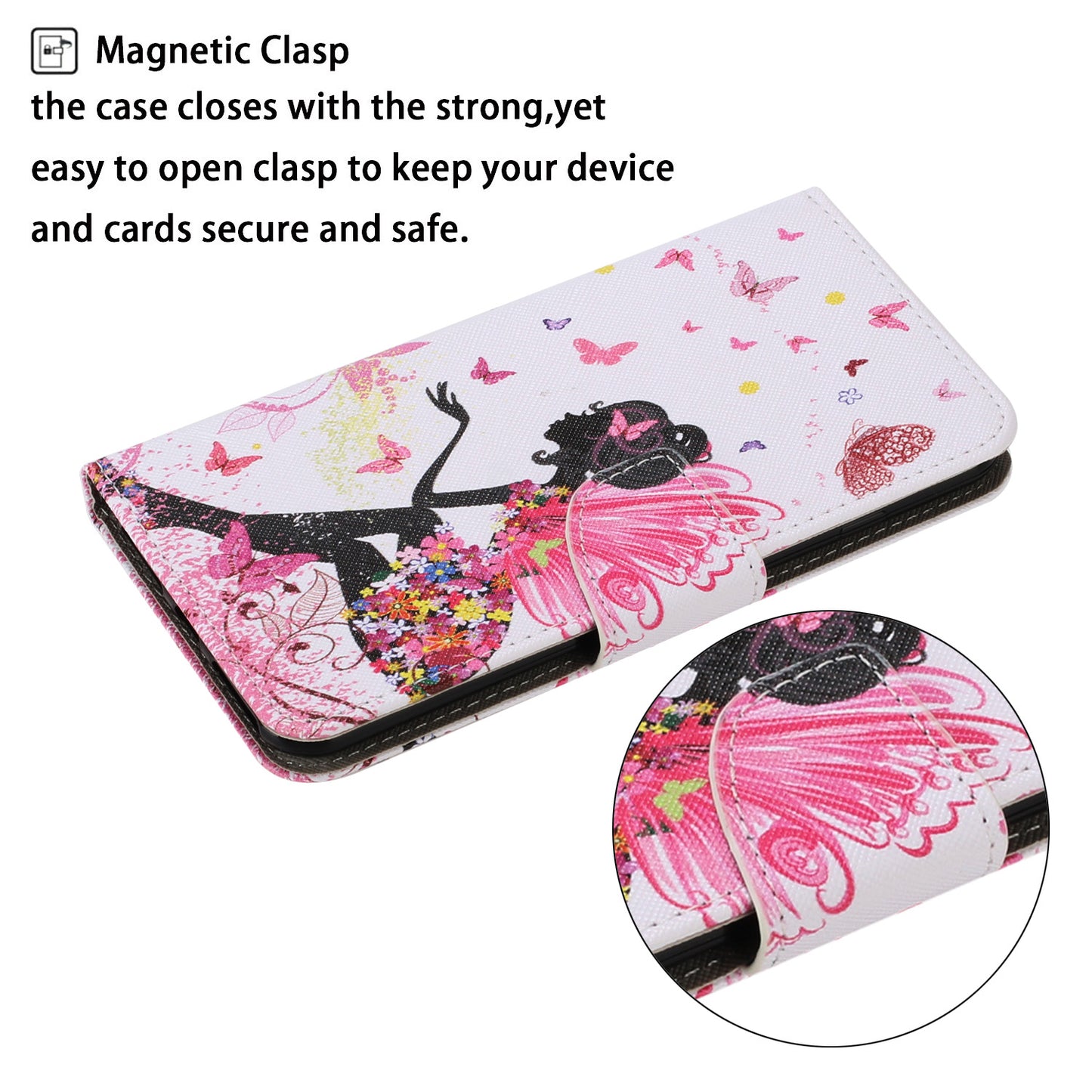 Multi Pattern Magnetic Clasp Wrist Strap Leather Phone Cell Case with Stand for Apple iPhone 13 Pro 6.1 inch
