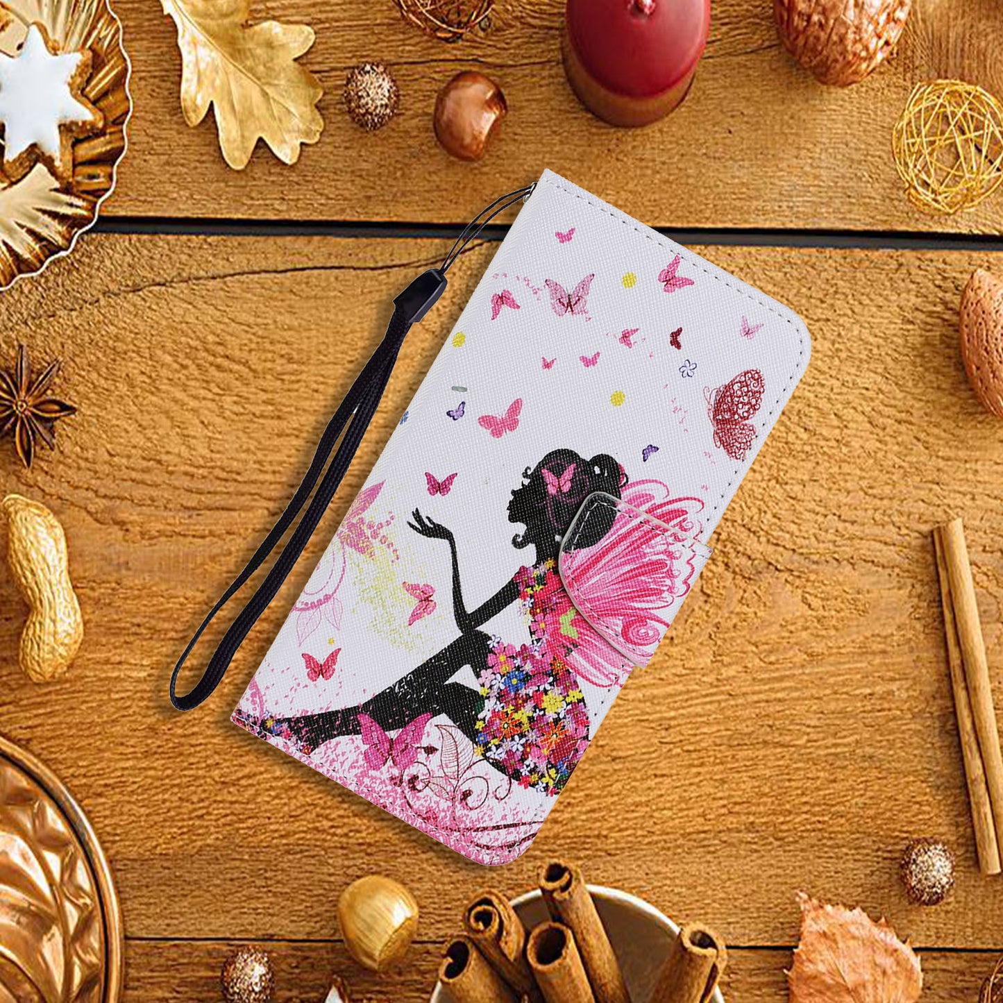 Multi Pattern Magnetic Clasp Wrist Strap Leather Phone Cell Case with Stand for Apple iPhone 13 Pro 6.1 inch