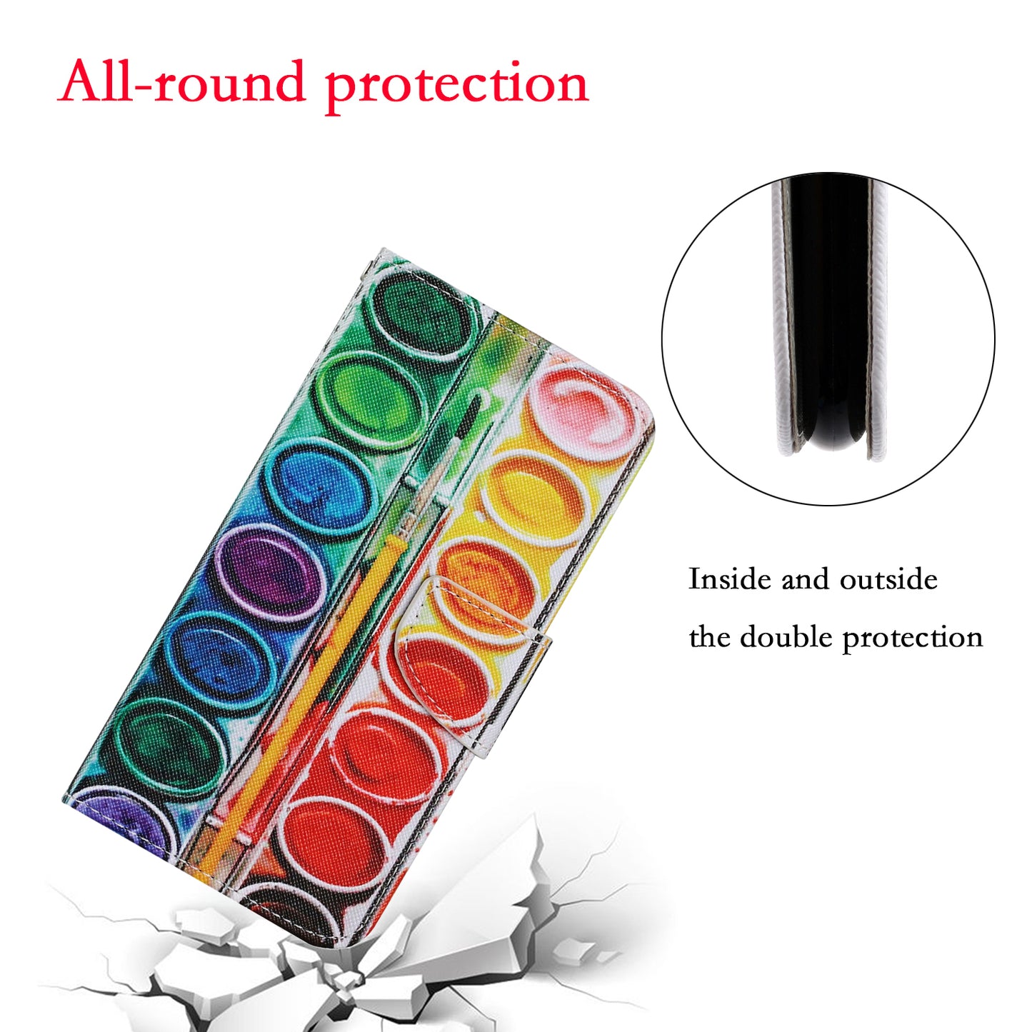 Multi Pattern Magnetic Clasp Wrist Strap Leather Phone Cell Case with Stand for Apple iPhone 13 Pro 6.1 inch