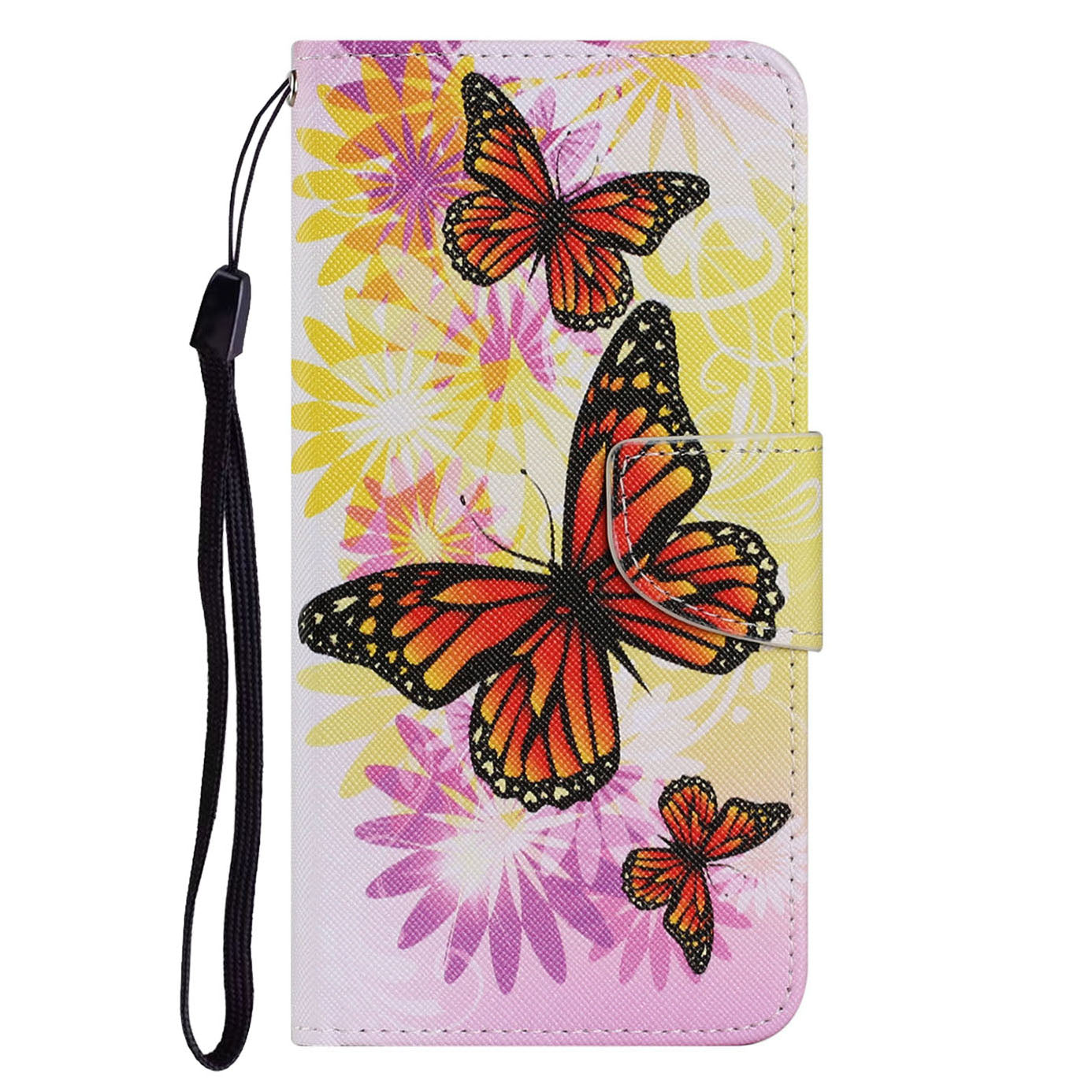 Multi Pattern Magnetic Clasp Wrist Strap Leather Phone Cell Case with Stand for Apple iPhone 13 Pro 6.1 inch