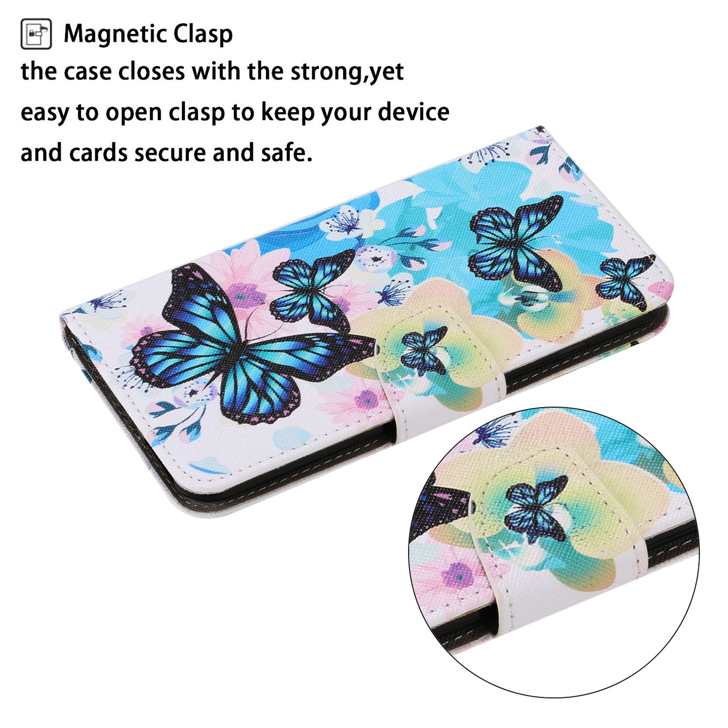 Multi Pattern Magnetic Clasp Wrist Strap Leather Phone Cell Case with Stand for Apple iPhone 13 Pro 6.1 inch
