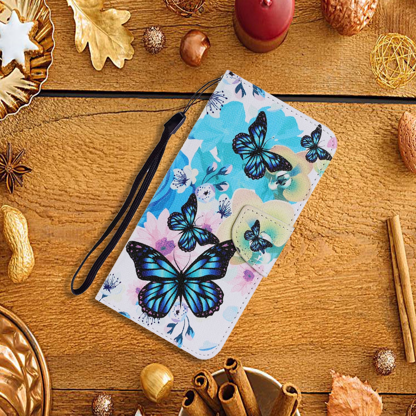 Multi Pattern Magnetic Clasp Wrist Strap Leather Phone Cell Case with Stand for Apple iPhone 13 Pro 6.1 inch