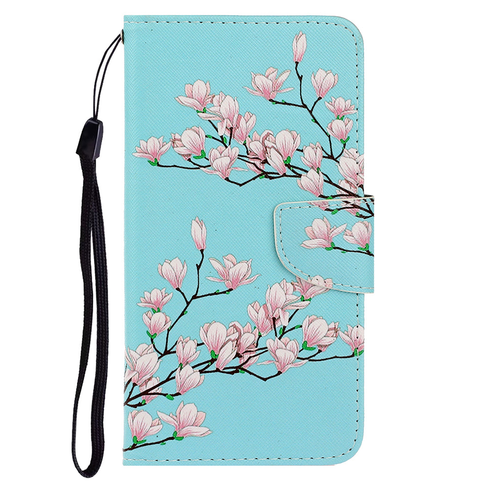 Card Slots Shockproof Pattern-Printing Handy Strap Leather Cell Case with Wallet and Stand for iPhone 13 Pro Max 6.7 inch