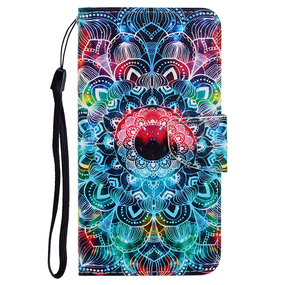 Card Slots Shockproof Pattern-Printing Handy Strap Leather Cell Case with Wallet and Stand for iPhone 13 Pro Max 6.7 inch