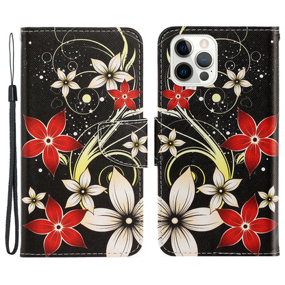 Card Slots Shockproof Pattern-Printing Handy Strap Leather Cell Case with Wallet and Stand for iPhone 13 Pro Max 6.7 inch