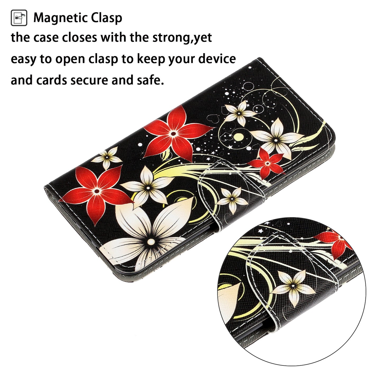 Card Slots Shockproof Pattern-Printing Handy Strap Leather Cell Case with Wallet and Stand for iPhone 13 Pro Max 6.7 inch