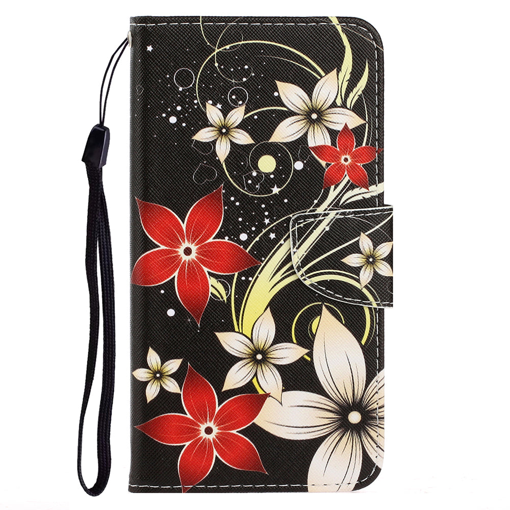 Card Slots Shockproof Pattern-Printing Handy Strap Leather Cell Case with Wallet and Stand for iPhone 13 Pro Max 6.7 inch