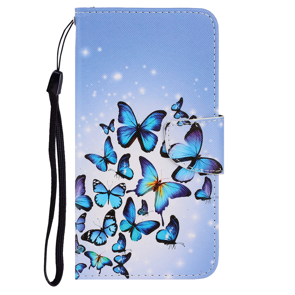 Card Slots Shockproof Pattern-Printing Handy Strap Leather Cell Case with Wallet and Stand for iPhone 13 Pro Max 6.7 inch