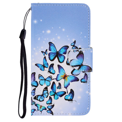 Card Slots Shockproof Pattern-Printing Handy Strap Leather Cell Case with Wallet and Stand for iPhone 13 Pro Max 6.7 inch
