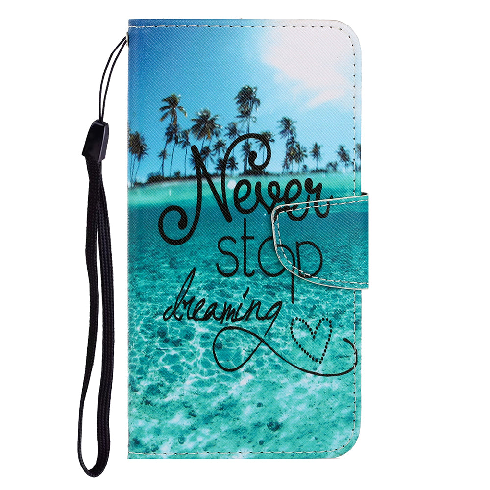Card Slots Shockproof Pattern-Printing Handy Strap Leather Cell Case with Wallet and Stand for iPhone 13 Pro Max 6.7 inch