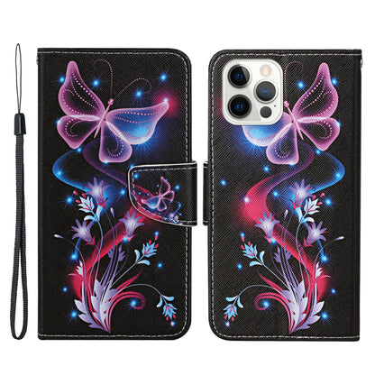 All-around Protection Pattern-Printing Handy Strap Leather Cell Case with Wallet and Stand for iPhone 13 Pro Max 6.7 inch