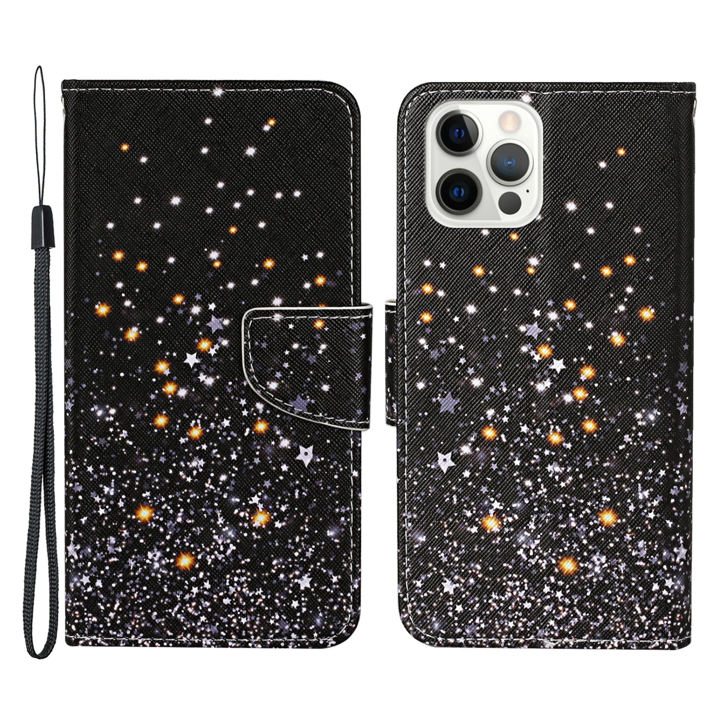 All-around Protection Pattern-Printing Handy Strap Leather Cell Case with Wallet and Stand for iPhone 13 Pro Max 6.7 inch