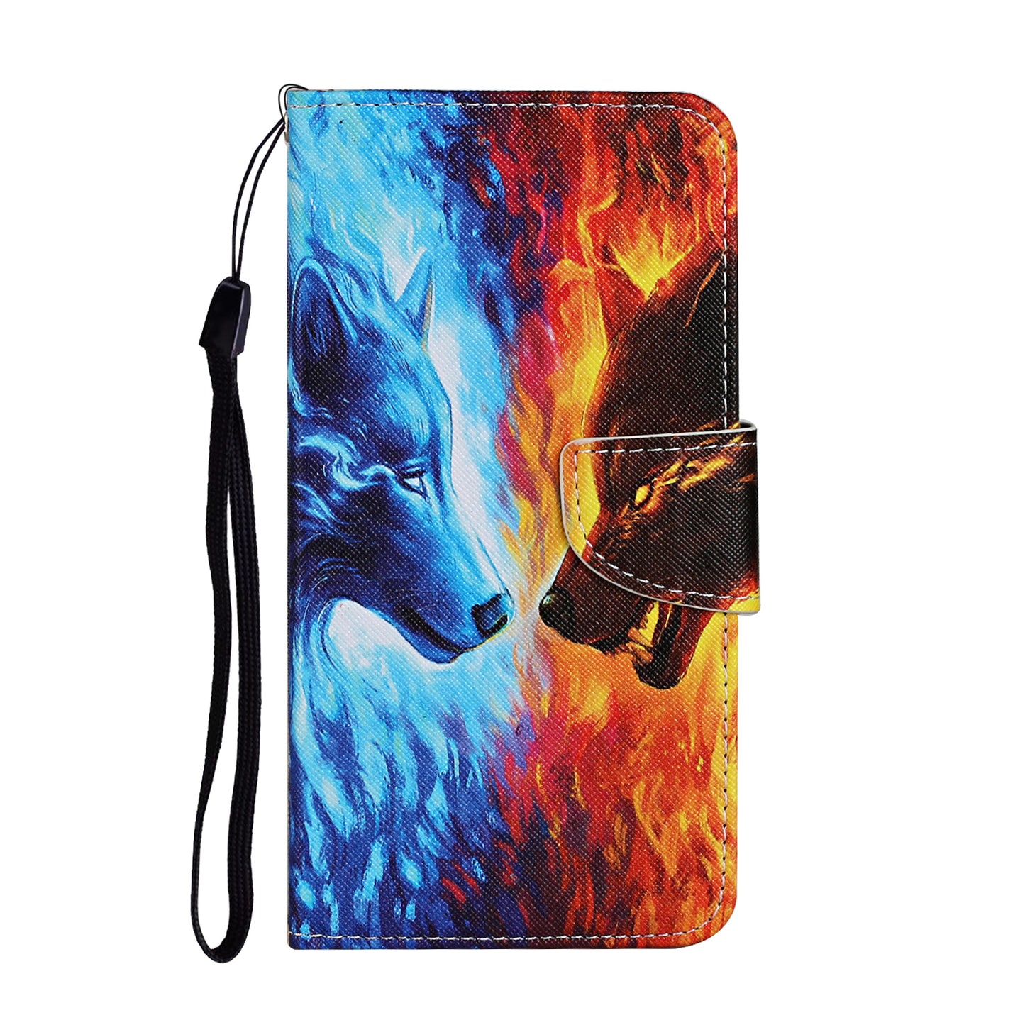 All-around Protection Pattern-Printing Handy Strap Leather Cell Case with Wallet and Stand for iPhone 13 Pro Max 6.7 inch