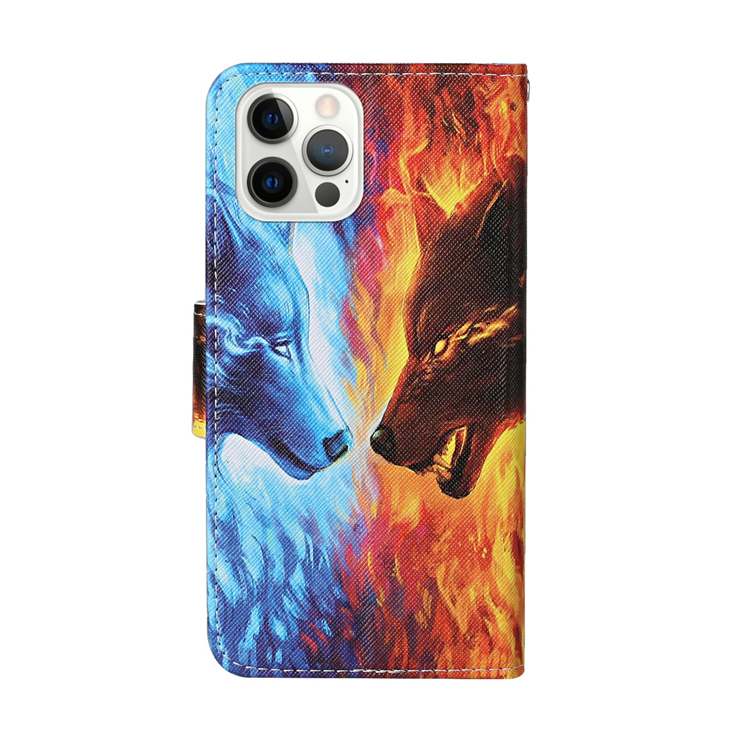 All-around Protection Pattern-Printing Handy Strap Leather Cell Case with Wallet and Stand for iPhone 13 Pro Max 6.7 inch