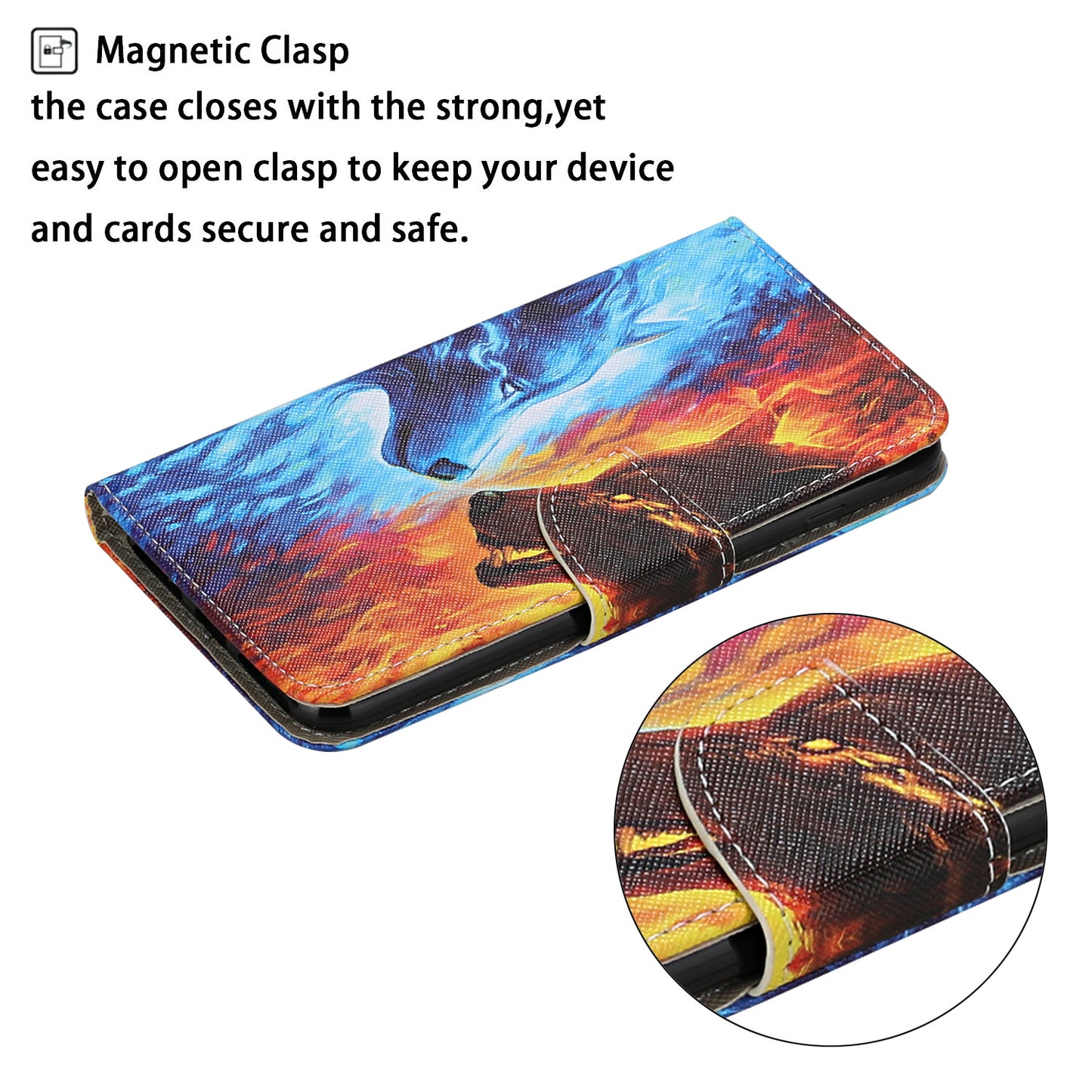 All-around Protection Pattern-Printing Handy Strap Leather Cell Case with Wallet and Stand for iPhone 13 Pro Max 6.7 inch